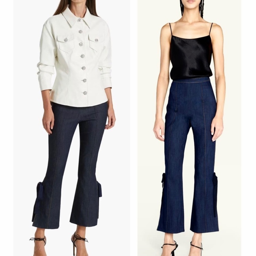 CINQ A SEPT Lou Side-Split Cropped Denim High Rise Jeans Indigo Blue Size 2 NEW